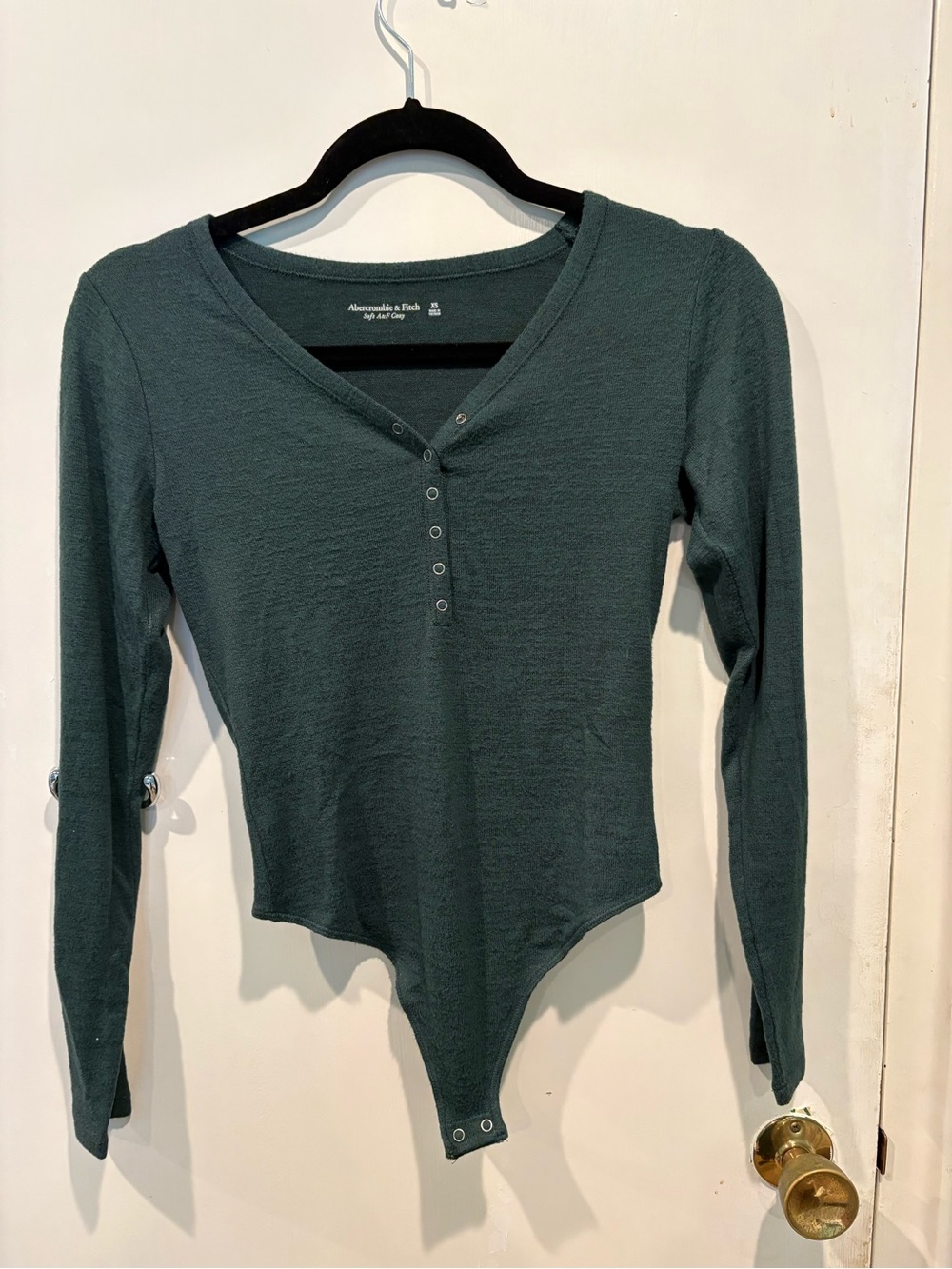 Abercrombie & Fitch Forest Green Long-Sleeve Henley Bodysuit